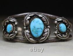 Vintage Native American Navajo Turquoise Sterling Silver Cuff Bracelet