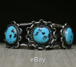 Vintage Native American Navajo Turquoise Sterling Silver Cuff Bracelet