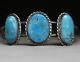 Vintage Native American Navajo Turquoise Sterling Silver Cuff Bracelet