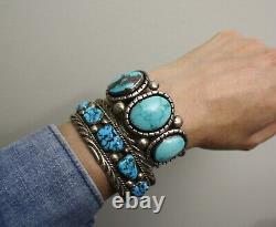 Vintage Native American Navajo Turquoise Sterling Silver Cuff Bracelet