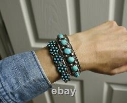 Vintage Native American Navajo Turquoise Sterling Silver Cuff Bracelet