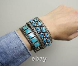 Vintage Native American Navajo Turquoise Sterling Silver Cuff Bracelet