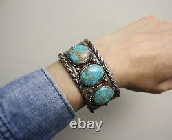 Vintage Native American Navajo Turquoise Sterling Silver Cuff Bracelet