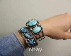 Vintage Native American Navajo Turquoise Sterling Silver Cuff Bracelet