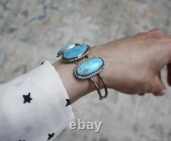 Vintage Native American Navajo Turquoise Sterling Silver Cuff Bracelet