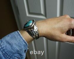 Vintage Native American Navajo Turquoise Sterling Silver Cuff Bracelet