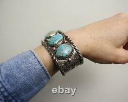 Vintage Native American Navajo Turquoise Sterling Silver Cuff Bracelet