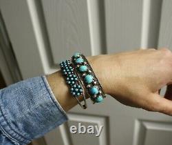 Vintage Native American Navajo Turquoise Sterling Silver Cuff Bracelet