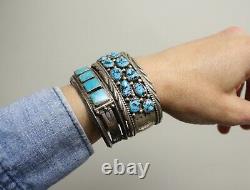 Vintage Native American Navajo Turquoise Sterling Silver Cuff Bracelet