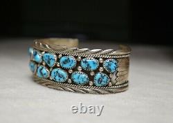 Vintage Native American Navajo Turquoise Sterling Silver Cuff Bracelet