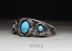 Vintage Native American Navajo Turquoise Sterling Silver Cuff Bracelet