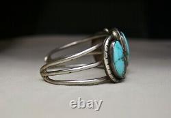 Vintage Native American Navajo Turquoise Sterling Silver Cuff Bracelet