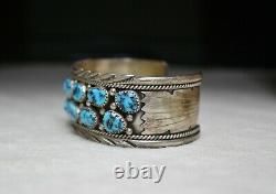 Vintage Native American Navajo Turquoise Sterling Silver Cuff Bracelet