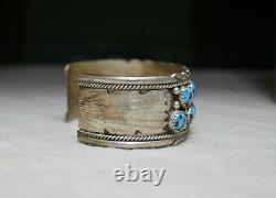 Vintage Native American Navajo Turquoise Sterling Silver Cuff Bracelet