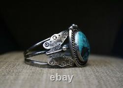 Vintage Native American Navajo Turquoise Sterling Silver Cuff Bracelet