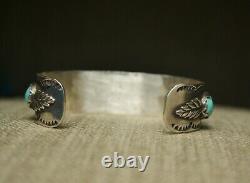 Vintage Native American Navajo Turquoise Sterling Silver Cuff Bracelet