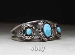 Vintage Native American Navajo Turquoise Sterling Silver Cuff Bracelet