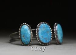 Vintage Native American Navajo Turquoise Sterling Silver Cuff Bracelet