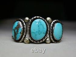 Vintage Native American Navajo Turquoise Sterling Silver Cuff Bracelet