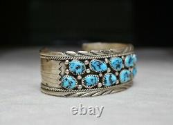 Vintage Native American Navajo Turquoise Sterling Silver Cuff Bracelet