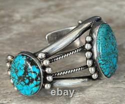 Vintage Native American Navajo Turquoise Sterling Silver bracelet SIGNED 63g