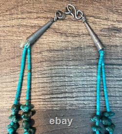 Vintage Native American Navajo Turquoise Two Strand Necklace 15 in