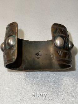 Vintage Native American Navajo turquoise copper cuff with sterling bb's Bracelet