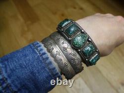 Vintage Native American NavajoTurquoise Sterling Silver Cuff Bracelet