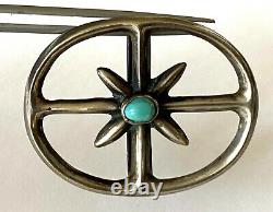 Vintage Native American Sterling Silver Navajo Belt Concho Natural Turquoise
