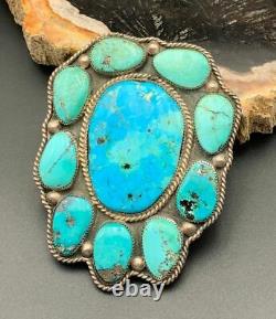 Vintage Native American Sterling Silver & Turquoise Bolo Tie Slide Signed