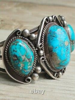 Vintage Native American Turquoise Sterling Cuff Bracelet