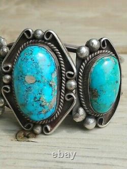 Vintage Native American Turquoise Sterling Cuff Bracelet