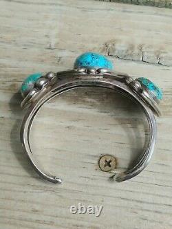 Vintage Native American Turquoise Sterling Cuff Bracelet