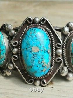 Vintage Native American Turquoise Sterling Cuff Bracelet