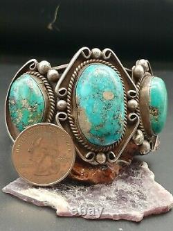 Vintage Native American Turquoise Sterling Cuff Bracelet