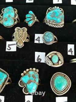 Vintage Native American Turquoise Sterling Silver 18 Ring LotNavajo & Zuni