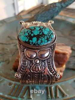 Vintage Native American Turquoise Sterling Silver Cuff Bracelet