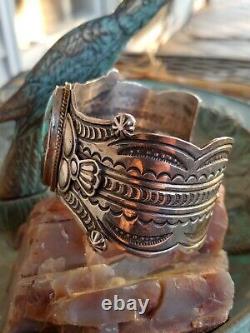 Vintage Native American Turquoise Sterling Silver Cuff Bracelet