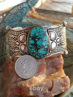 Vintage Native American Turquoise Sterling Silver Cuff Bracelet