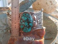 Vintage Native American Turquoise Sterling Silver Cuff Bracelet