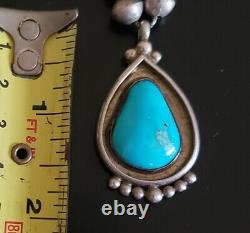 Vintage Native American Turquoise Sterling Silver Navajo Pearl Necklace 35 Grams