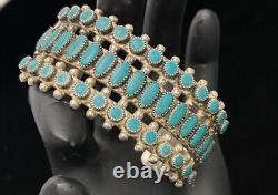 Vintage Native Navajo 3 Row Turquoise Sterling Silver STUNNING Bracelet