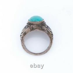 Vintage Native Navajo 925 Sterling Silver SHUBE'S Turquoise Band Ring Sz 7 13.4g