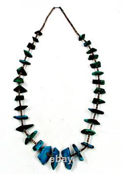 Vintage Native Southwestern Navajo Turquoise Slab & Heishi Bead Necklace 30