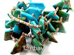 Vintage Native Southwestern Navajo Turquoise Slab & Heishi Bead Necklace 30