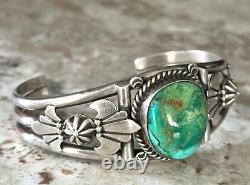 Vintage Native Toledo Navajo blue green Turquoise Sterling Silver bracelet