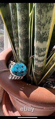 Vintage Natural Sterling Waterweb Spiderweb Turquoise Ring Navajo Size 11.5/12