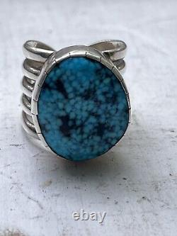 Vintage Natural Sterling Waterweb Spiderweb Turquoise Ring Navajo Size 11.5/12