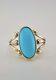 Vintage Navajo 14k Yellow Gold Sleeping Beauty Turquoise Women's Ring 2.5g