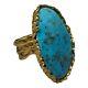 Vintage Navajo 18k Yellow Gold & High Grade Turquoise Native American Ring 24.2g